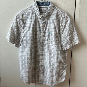 Penguin Patterned Short Sleeve Button Down Shirt With Pocket